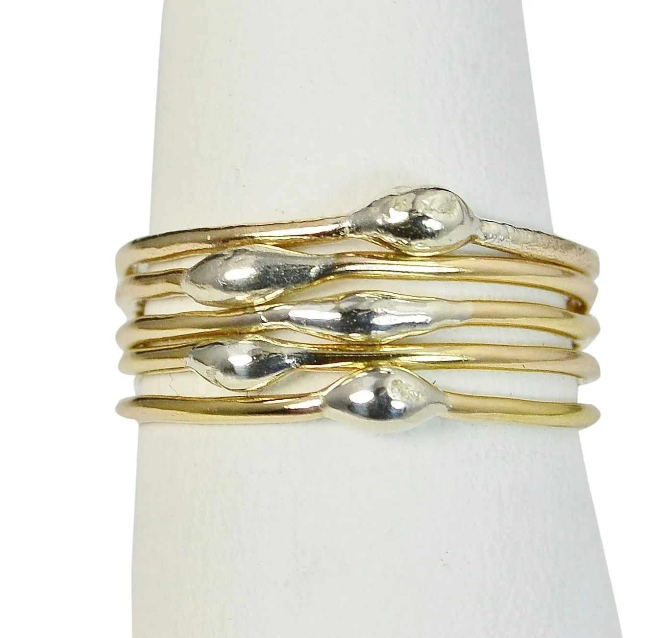 Unique Gold and Silver Dew Drop Stacking Rings(sold individually)