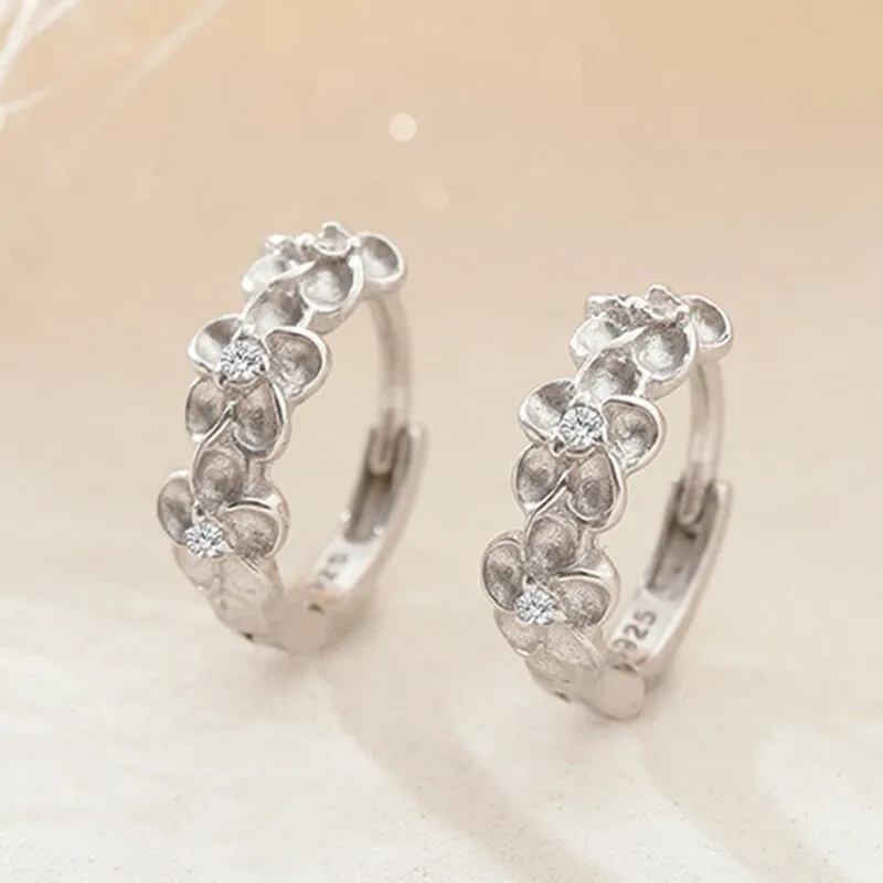 Vintage Daisy Round Hoop Earring For Women Delicate Korean Style Sweet