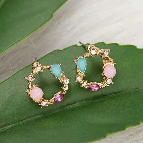 Vintage Daisy Round Hoop Earring For Women Delicate Korean Style Sweet