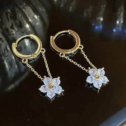 Vintage Daisy Round Hoop Earring For Women Delicate Korean Style Sweet