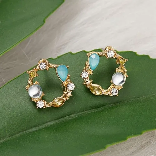 Vintage Daisy Round Hoop Earring For Women Delicate Korean Style Sweet