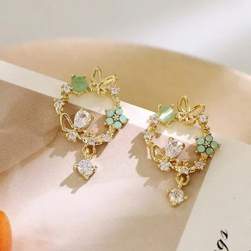Vintage Daisy Round Hoop Earring For Women Delicate Korean Style Sweet