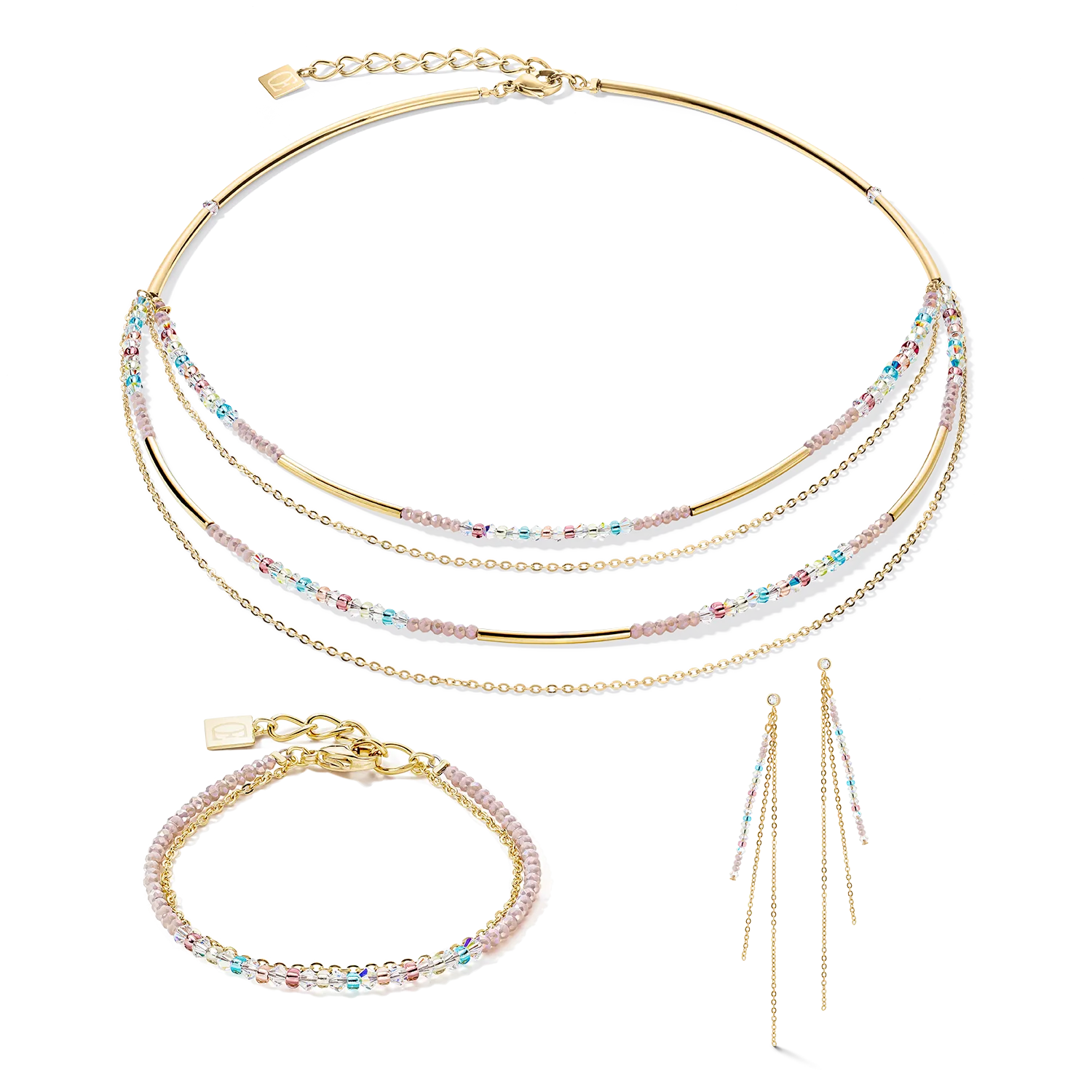 Waterfall Delicate earrings gold multicolor pastell romantic