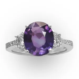 White Gold Purple Sapphire Ring