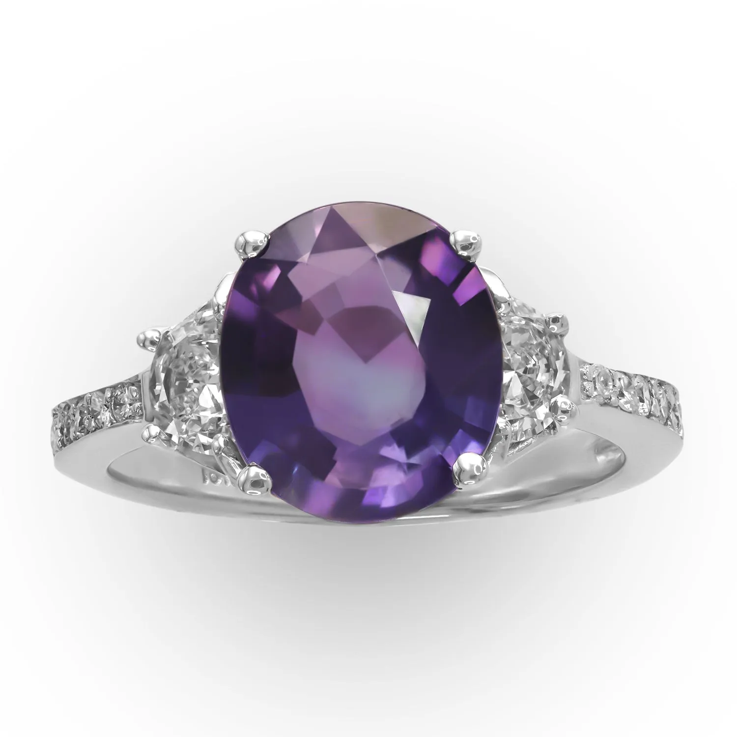 White Gold Purple Sapphire Ring