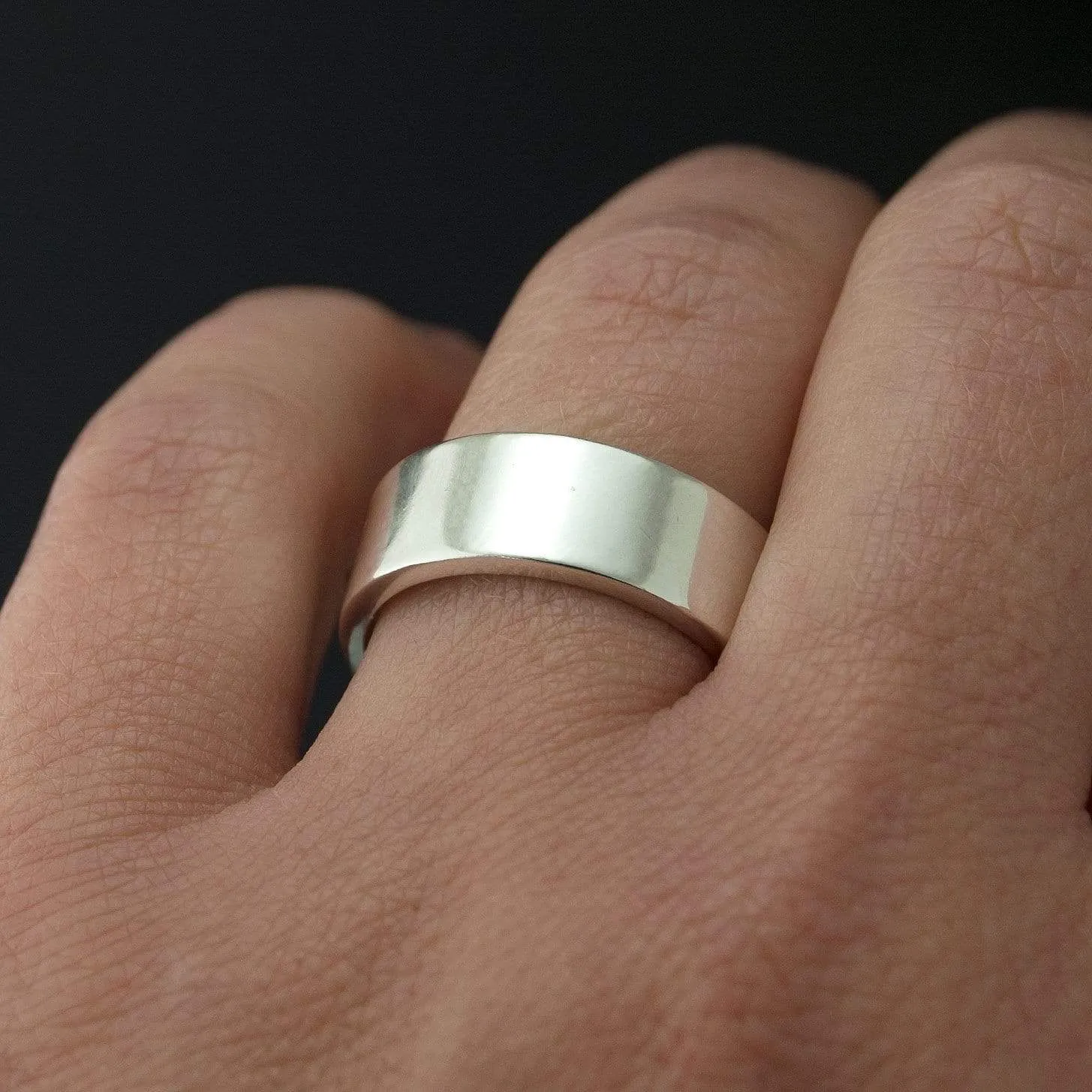 Wide Flat Modern Simple Comfort-fit Wedding Band
