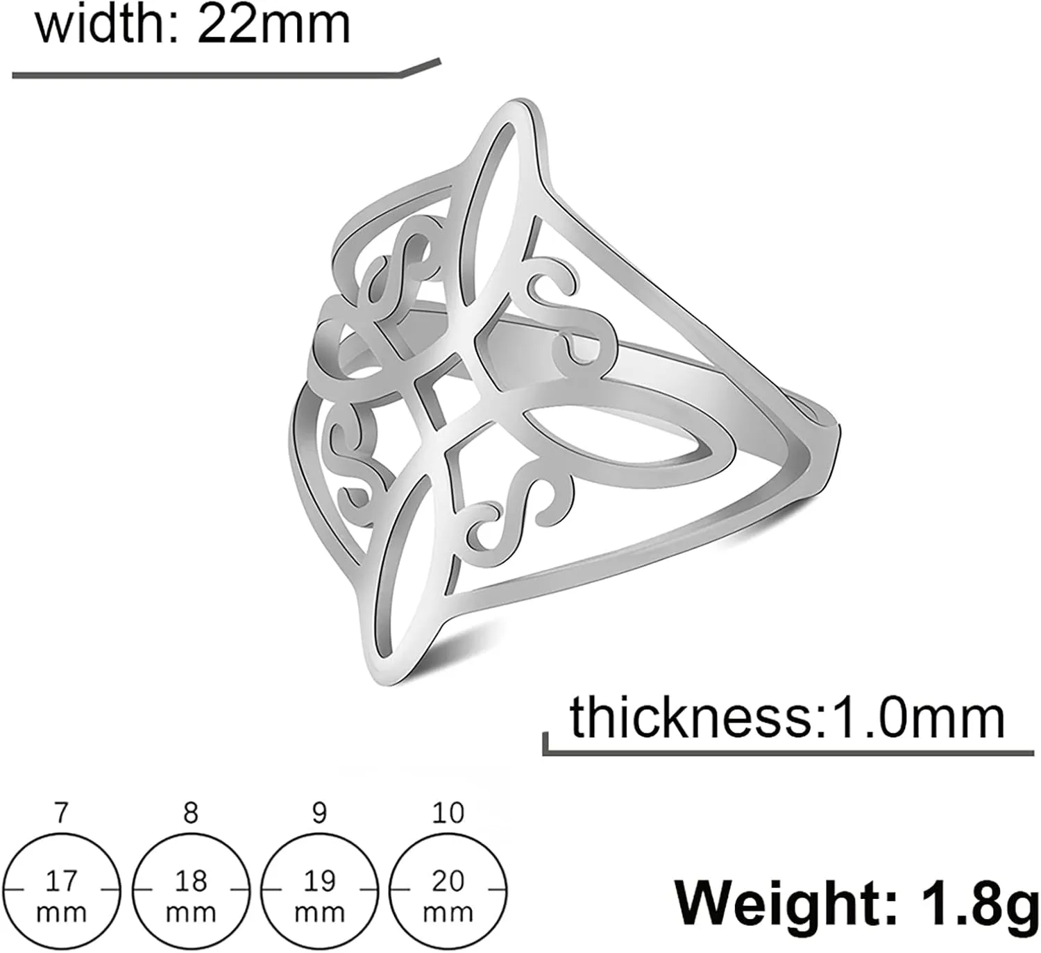Witches Knot Celtic Knot Ring Witchcraft Stainless Steel Geometric Wiccan Finger Rings Wedding Band Stackable Jewelry for Women Men