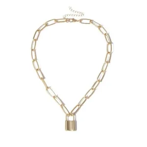 Womens Choker Punk Lock Necklace