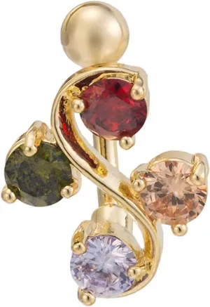Wycian Navel Rings, Stainless Steel Belly Piercing Jewelry Belly Button Rings for Women Geometric Round Multicolor Cubic Zirconia Belly Ring